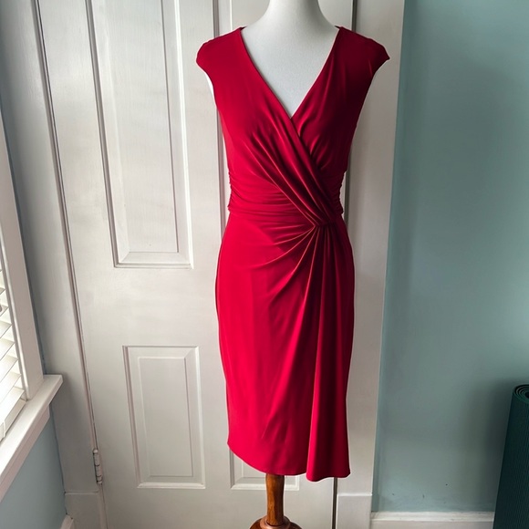 Ralph Lauren Dresses & Skirts - Ralph Lauren Classy Red Wrap Midi Dress Short Sleeves